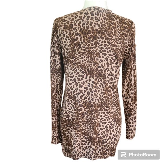 Soma Super Soft Longline Leopard Print Cardigan Sweater Size Medium - Picture 4 of 9